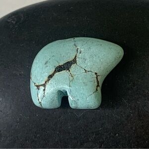 Native American Style Turquoise Zuni Bear Fetish Bead Drilled Stone Animal .7”
